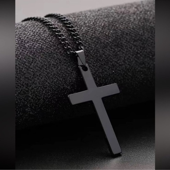Men Black Cross Charm Necklace Jewelry Gift - Picture 4 of 4